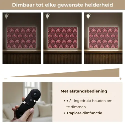 Bloemen - Waaier - Paars Light Box met batterij (Wandlamp) middel 907 -USP_dimbaarNL
