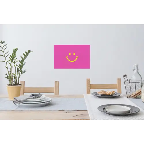 Smiley - Vrolijk - Roze Muursticker klein -eettafel