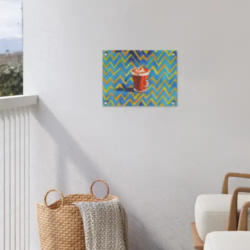 Mok - Koffie - Zigzag - Slagroom tuinposter los doek klein -sfeer8