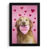 Hond - Kiss- Valentijn - Hartjes fotolijst zwart zonder passe partout klein -3d
