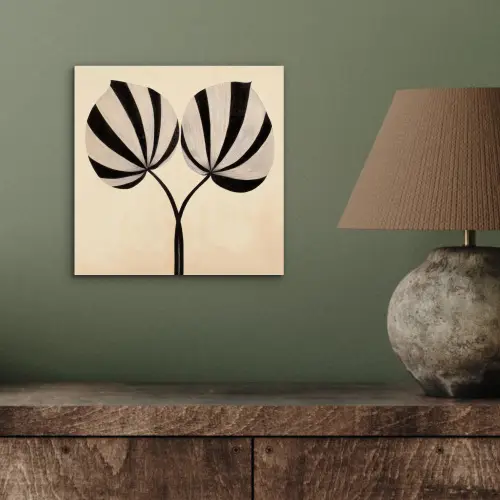 Bladeren - Gestreept - Stengel - Beige aluminium wit klein -sfeer2