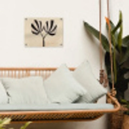 Bladeren - Gestreept - Stengel - Beige tuinposter los doek klein -sfeer7