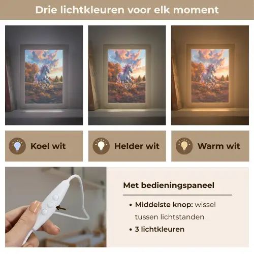 Eenhoorn - Sprookjes dier - Natuur - Meisjes Light Box met kabel klein -USP_lichtkleurNL