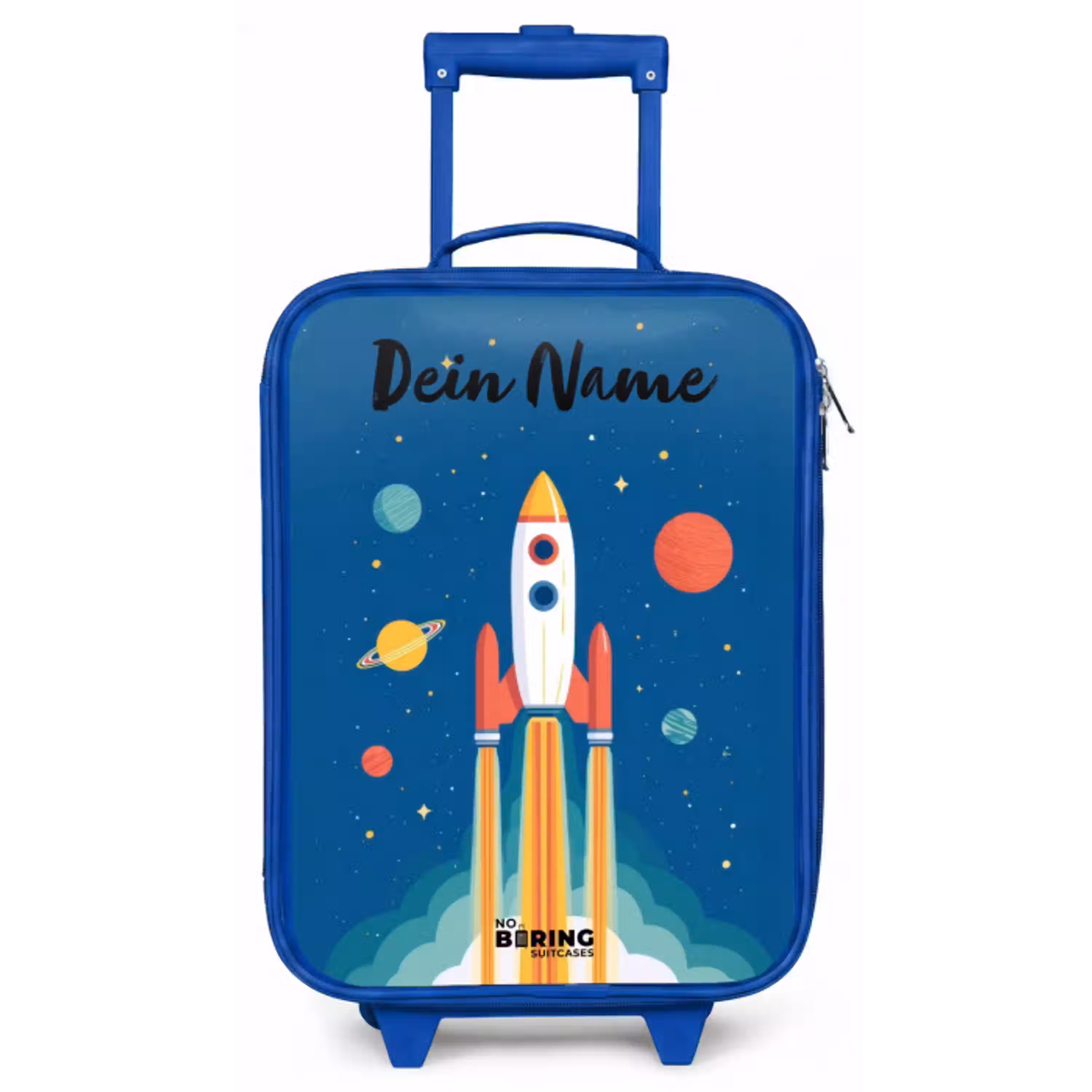 Raket - Planeet - Sterren - Veelkleurig Kinderkoffer - Blauw klein -zz3dotto
