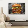 Burger - Eten - Kunst - Grijs - Graffiti canvas 2cm klein -sfeer6