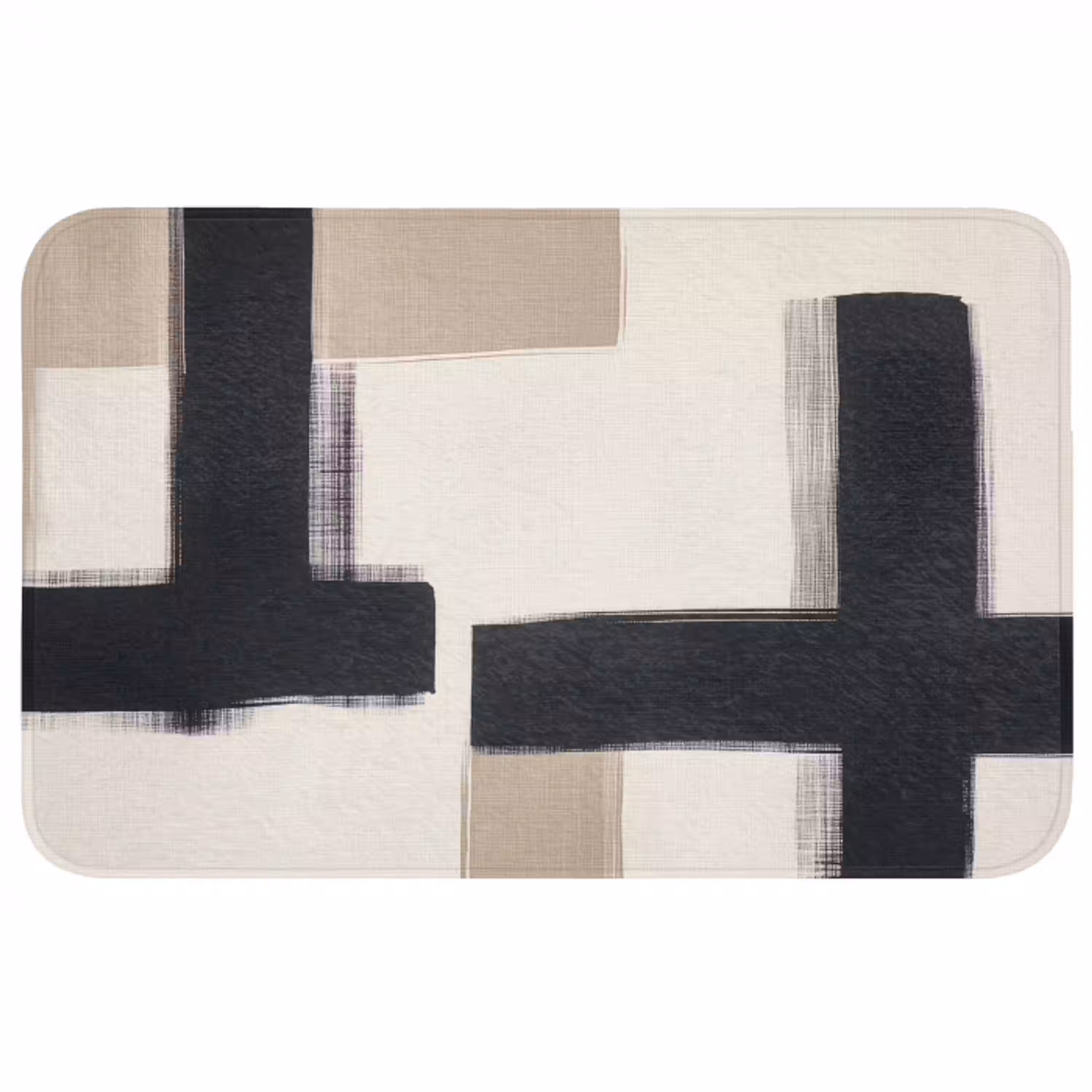 Zwart - Abstract - Japandi WCmat middel -3d