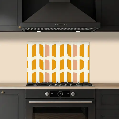 Geometrisch - Patroon - Geel - Roze keuken achterwand spatscherm klein 900 -sfeer1