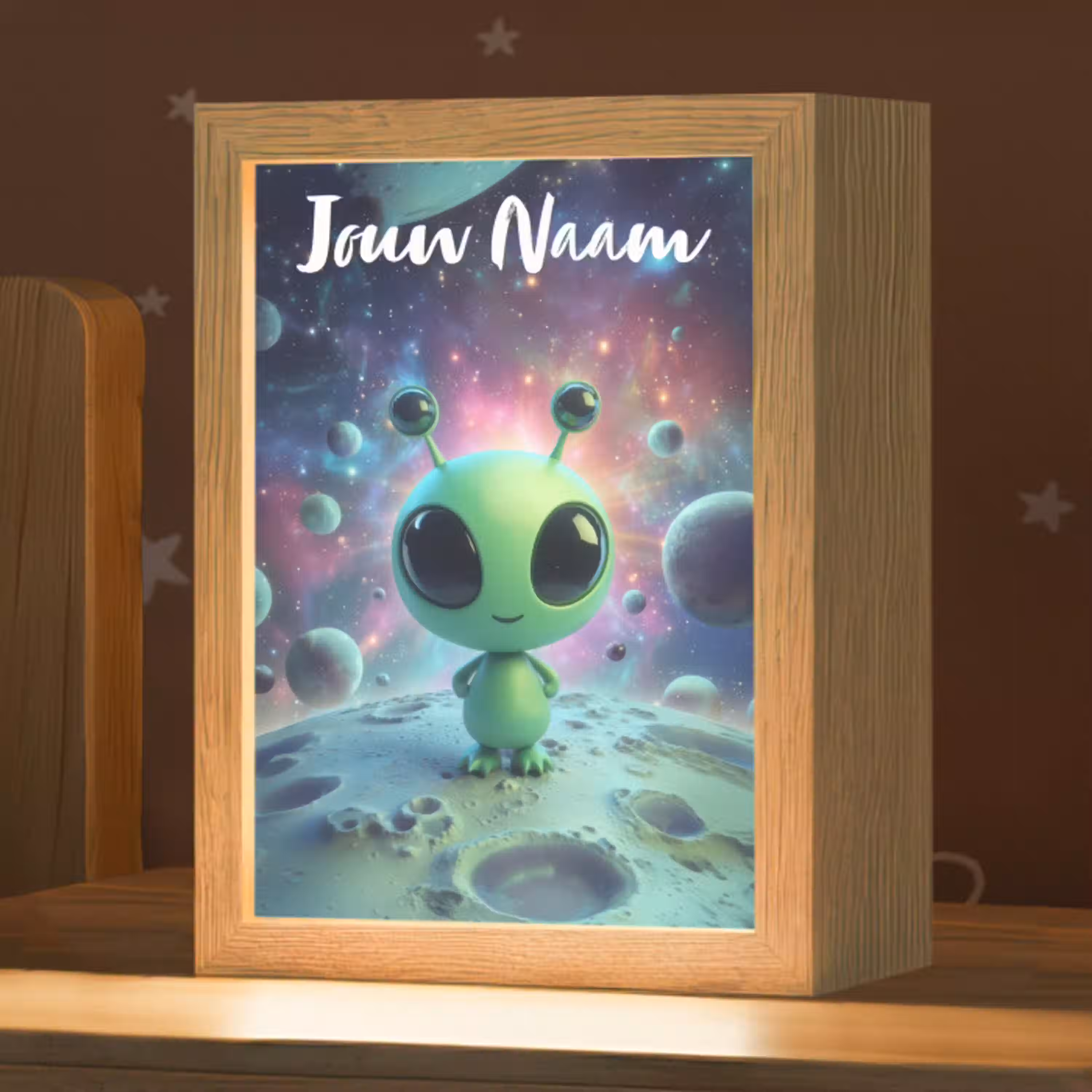 Alien - Groen - Planeten - Ruimte Light Box met kabel (Kinderlampje) klein -zzz_3d_website