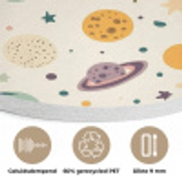 Planeten - Retro - Kleurrijk Akoestische PET Vilt - Rond klein 838 -closeup_NL