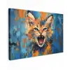 Kat - Kleurrijk - Oranje - Blauw Tuinposter op houten frame 2 cm dik klein -3d