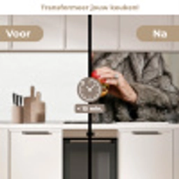Vrouw - Hamburger - Bontjas keuken achterwand 2 middel -voor-na2_NL