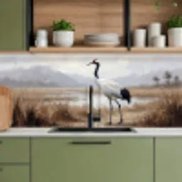 Kraanvogel - Natuur - Realistisch keuken achterwand 2 middel -sfeer3