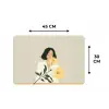 Vrouw - Bloem - Geel - Minimalistisch Placemat vinyl groot -specs