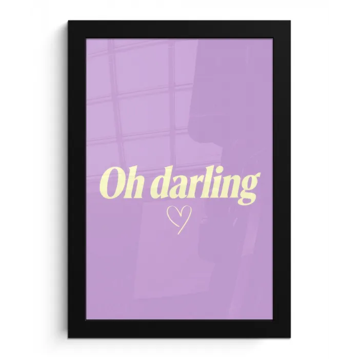 Oh darling - Hart - Paars fotolijst zwart zonder passe partout klein -3d