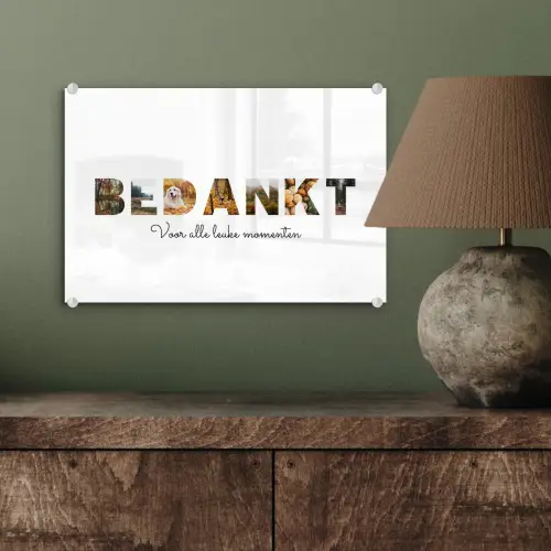Bedankt - Lettercollage plexiglas 5mm klein -sfeer3