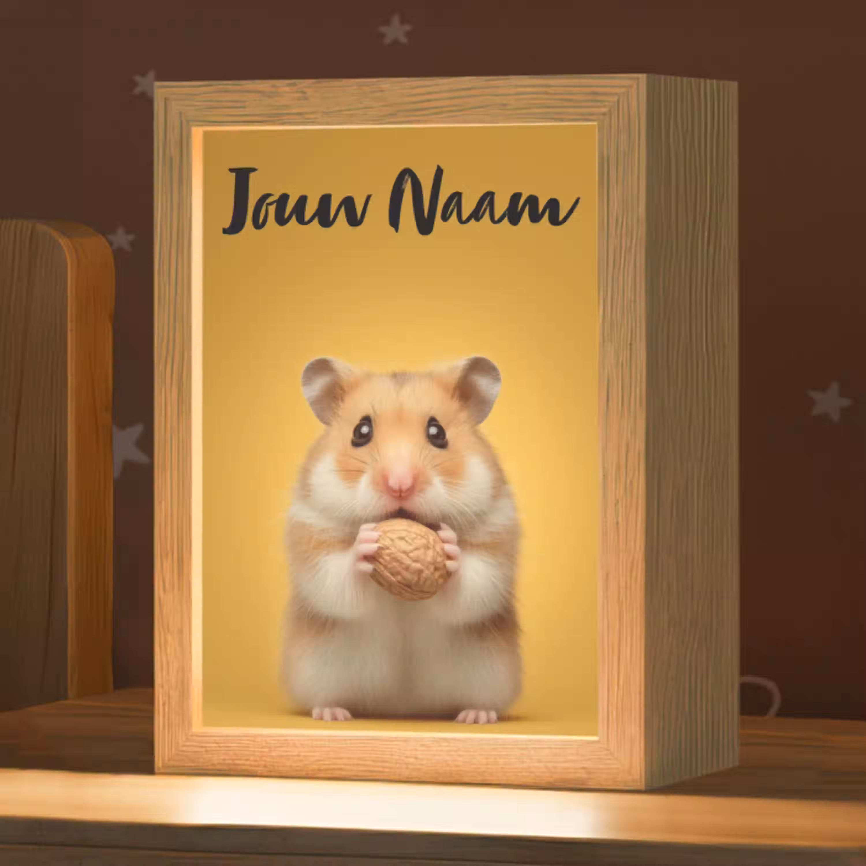 Hamster - Nootje - Geel - Knaagdier Light Box met kabel (Kinderlampje) klein -zzz_3d_website