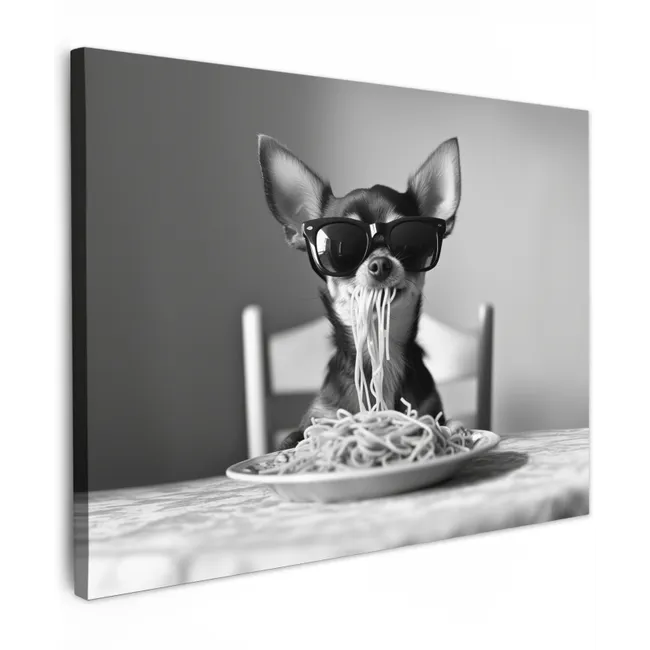 Canvas Print - Chihuahua - Dog - Sunglasses - Humorous - Black - White - Spaghetti