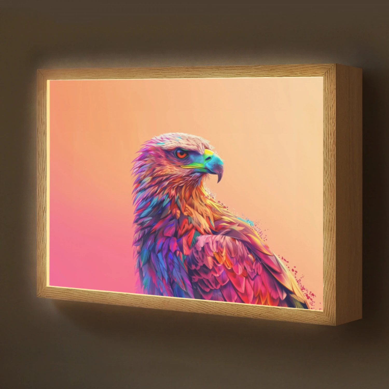 Arend - Vogel - Kleurrijk - Dier Light Box met batterij (Wandlamp kind) middel -z3d_website