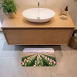 Tulpen - Landschap - Roze Badmat klein -sfeer1