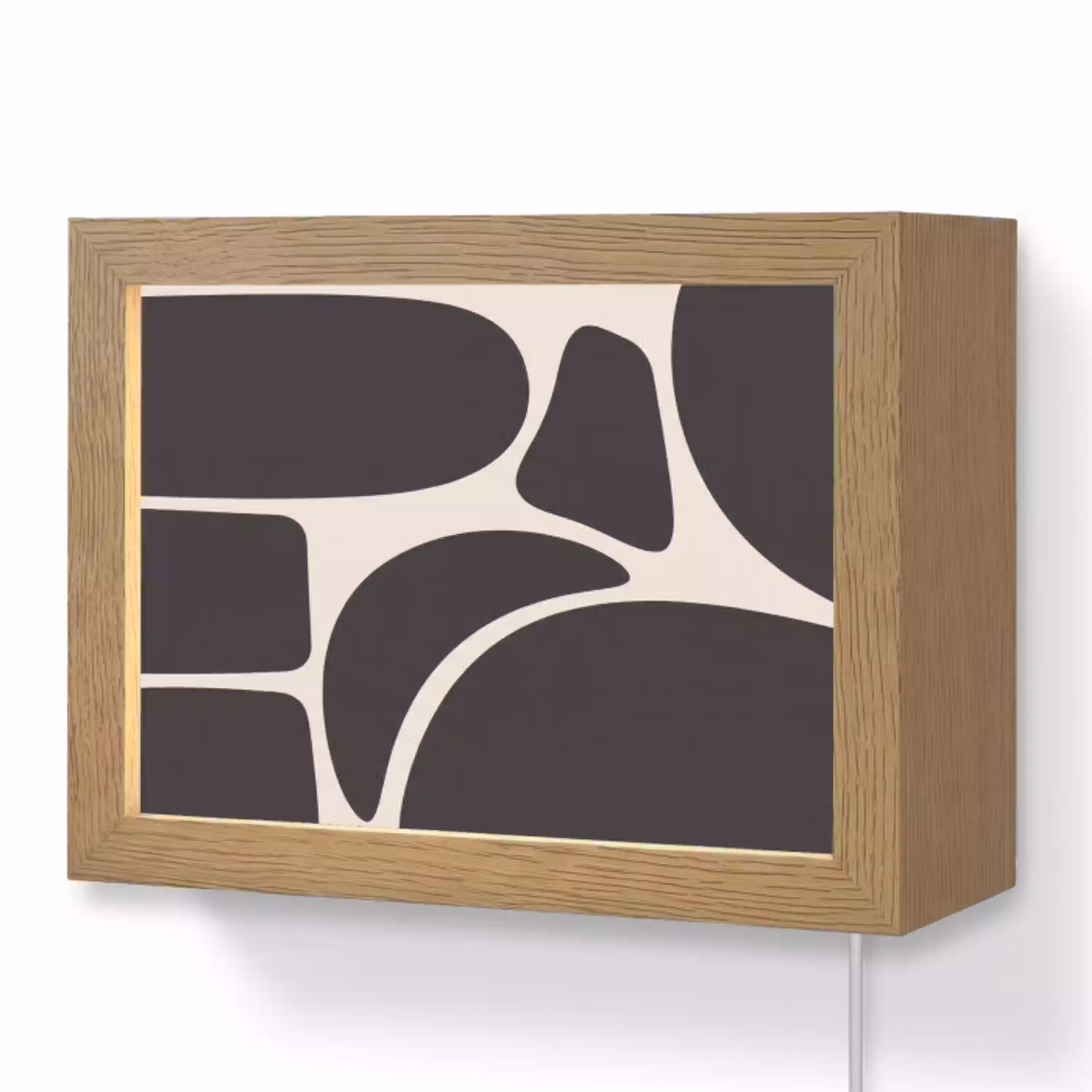Patroon - Organisch - Zwart Light Box met kabel (Wandlamp) klein -3d