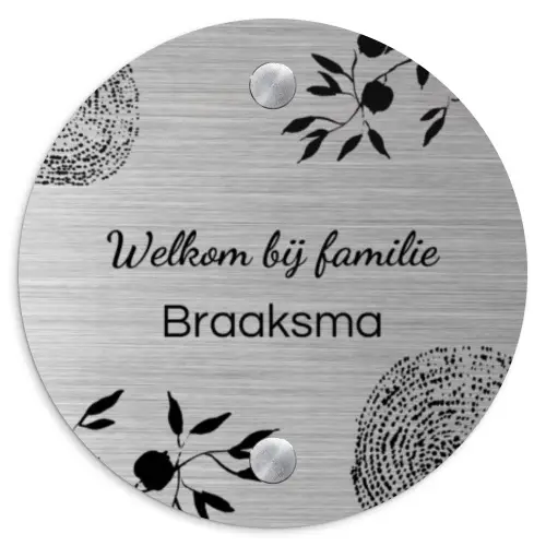 Illustraties - Metaal - Sierlijk Naambord Rond klein -3d