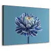 Bloem - Blauw - Bloemblaadjes - Streepjes Textielframe zwart klein -3d