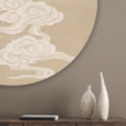Vogels - Vliegen - Beige Akoestische PET Vilt - Rond klein -sfeer5_closeup