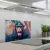 Aap - Tong - Abstract - Zwart keuken achterwand spatscherm klein -3d_schuin