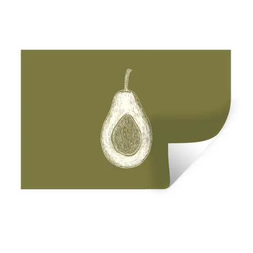 Avocado - Minimalistisch - Illustratie - Groen Muursticker klein -3d