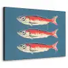 Vissen - Rood - Blauw Textielframe zwart klein -3d