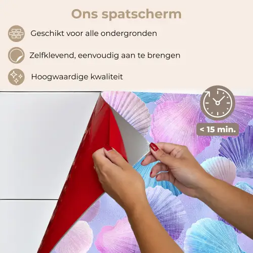 Schelpen - Paars - Blauw - Patroon keuken achterwand spatscherm klein -spatscherm_NL