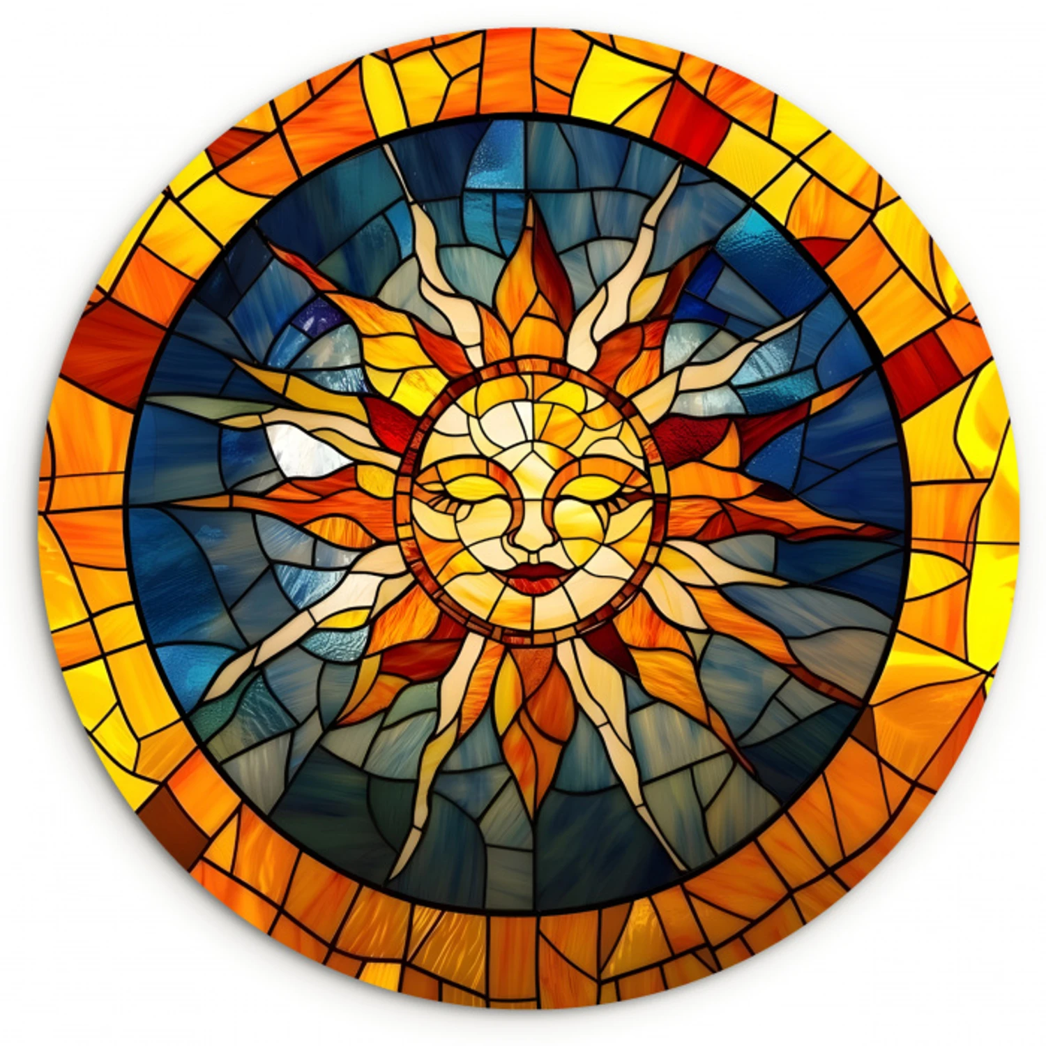 Mozaïek - Zon - Geel - Cirkel Wandcirkel kunststof plaat 5mm dik klein -3d