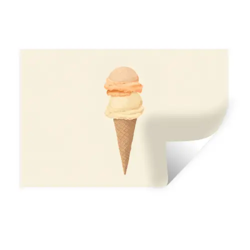 Minimalistisch - Schepijs - Hoorntje - Beige Muursticker klein -3d