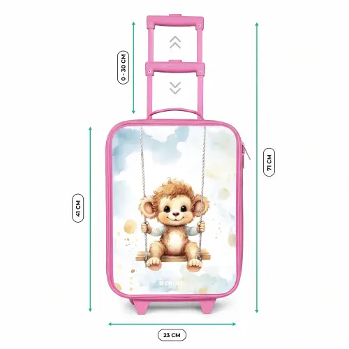 Schommelend aapje van waterverf Kinderkoffer - Roze klein -productfoto_formaten