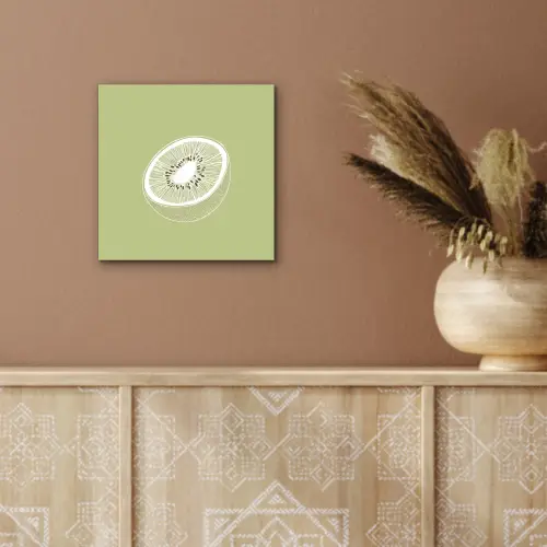 Kiwi - Lijntekening - Minimalistisch - Groen aluminium wit klein -sfeer4
