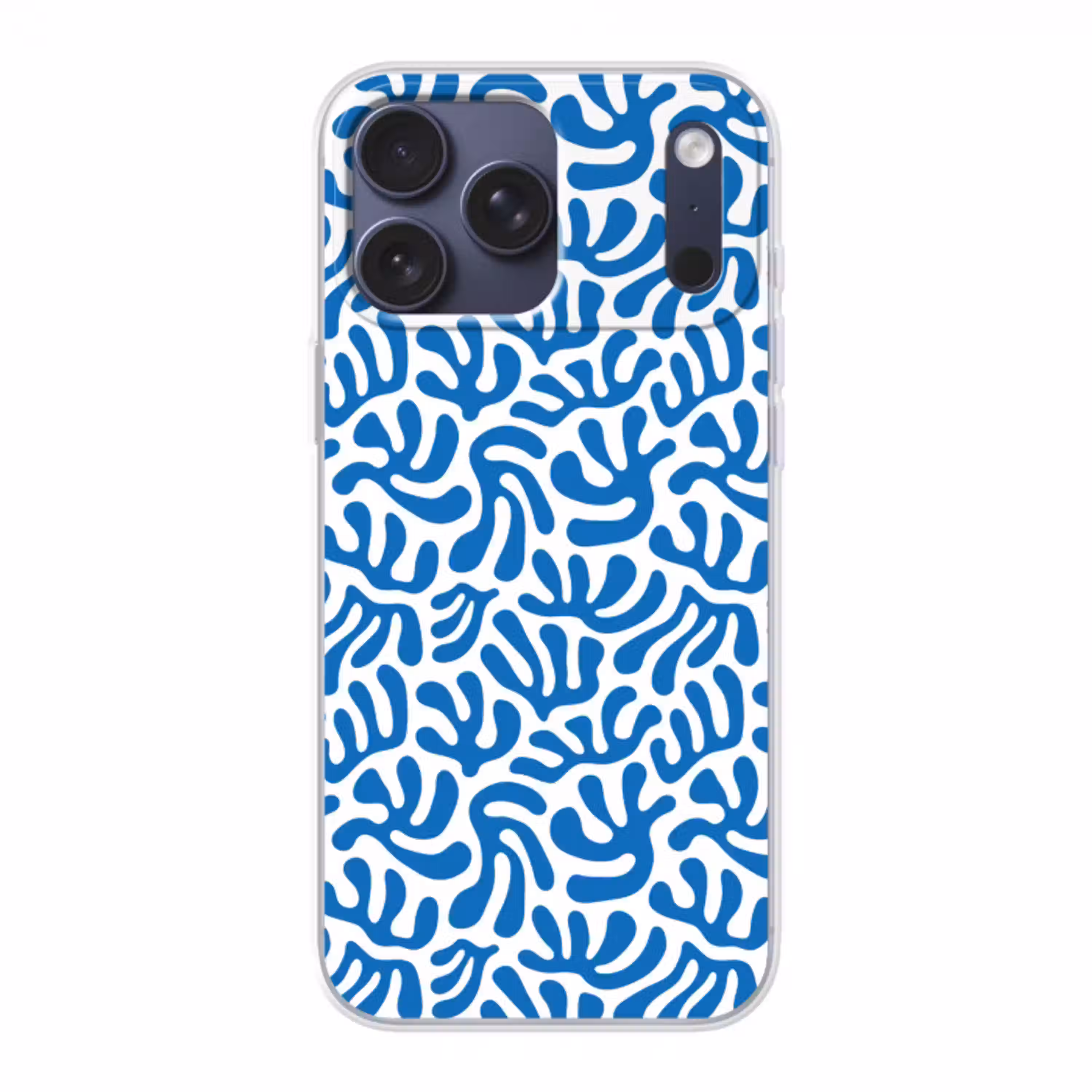 Koraal patroon - Wit - Blauw  - Zomer Telefoonhoesje iPhone 17 Pro Max klein -3d