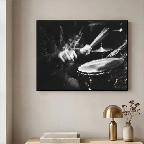 Drummer - Zwart - Drumstel Textielframe zwart klein -sfeer2