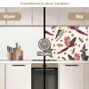 Patronen - Vintage - Vogels keuken achterwand 2 middel 871 -voor-na2_NL