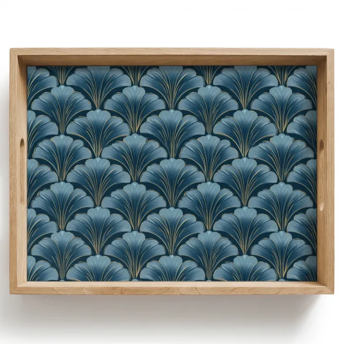Patroon - Ginkgoblad - Blauw Dienblad Rechthoek middel 911 -z3d_shopping