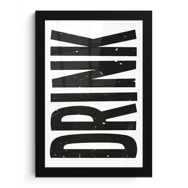 Drink - Zwart - Wit - Decoratie fotolijst zwart zonder passe partout klein -3d