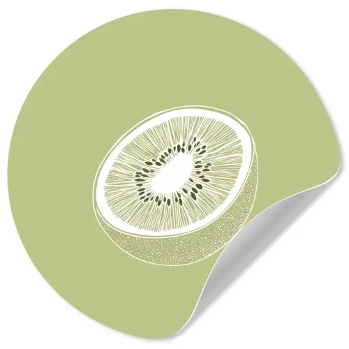 Kiwi - Lijntekening - Minimalistisch - Groen Wandcirkel behangsticker klein -3d