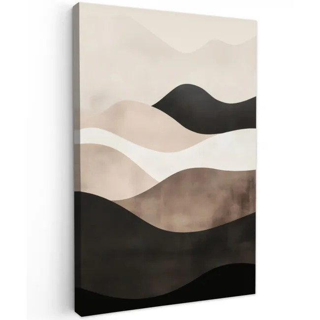 Abstract - Landschap - Golven - Crèmekleur Tuinposter op houten frame 2 cm dik klein -3d