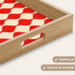 Golvend patroon - Retro - Rood - Beige Dienblad Rechthoek middel 911 -USP_HandgreepIT