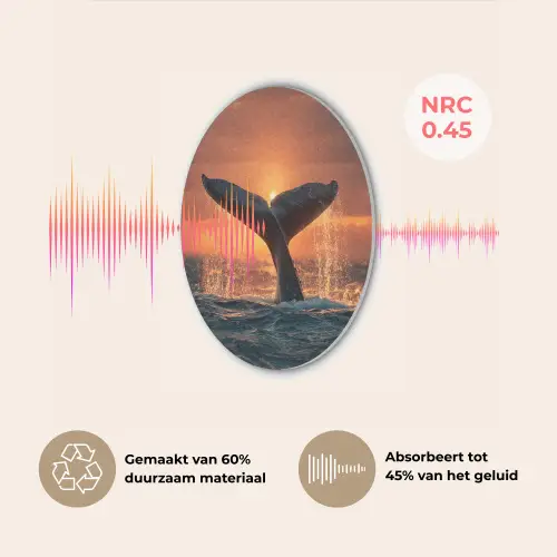 Walvis staart - Water - Zonsondergang Akoestische PET Vilt - Rond klein -USP_NL