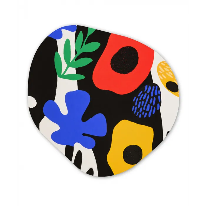 Bloemen - Bladeren - Abstract - Zwart Wandcirkel Organisch Plexiglas middel -3d