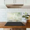 Abstract - Kunst - Wit - Groen - Modern keuken achterwand spatscherm klein -sfeer2