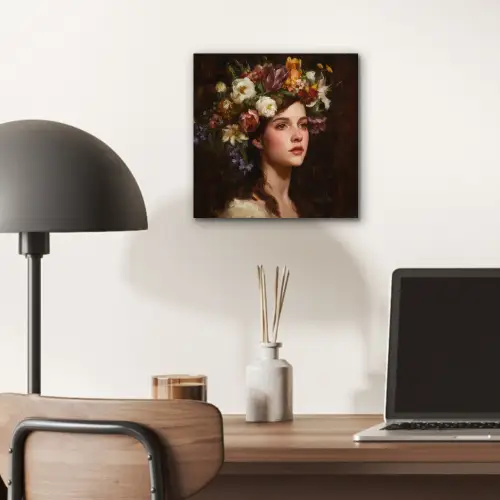 Portret - Vrouw - Bloemen aluminium wit klein -sfeer5