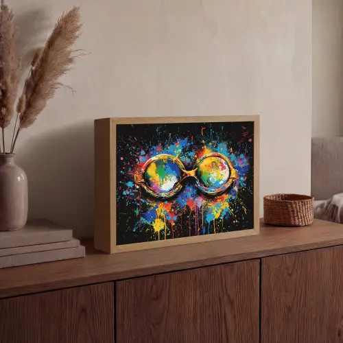Graffiti - Sport - Zwemmen - Zwembril Light Box met batterij (Wandlamp) middel -sfeer2