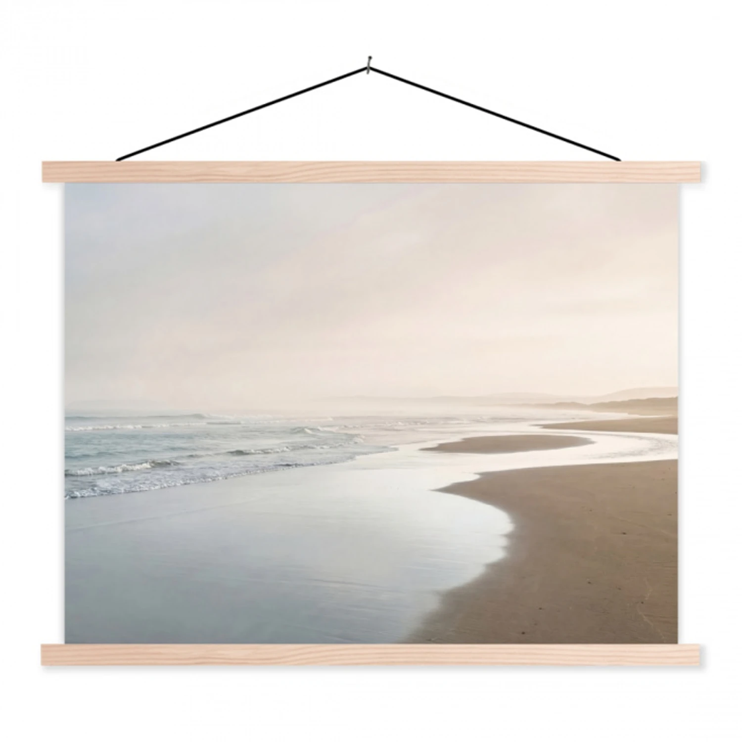 Kustlijn - Strand - Oceaan textielposter latten blank klein -3d
