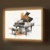 Piano - Oranje - Zwart - schets lijnen Light Box met batterij (Wandlamp) middel -z3d_website